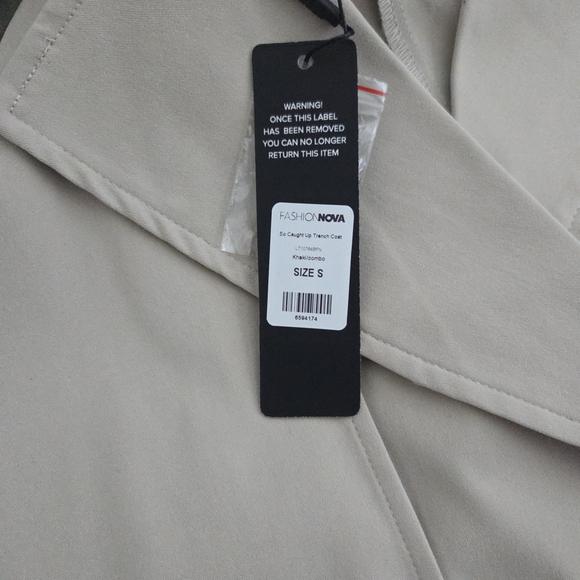 Fashion Nova Cream and Green So Caught Up Trench Coat - Picture 7 of 7